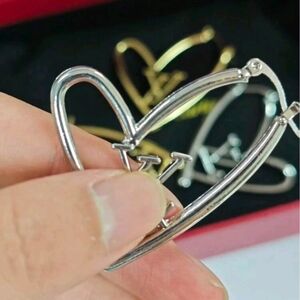 Silver Tone Heart-Shaped Earrings LV